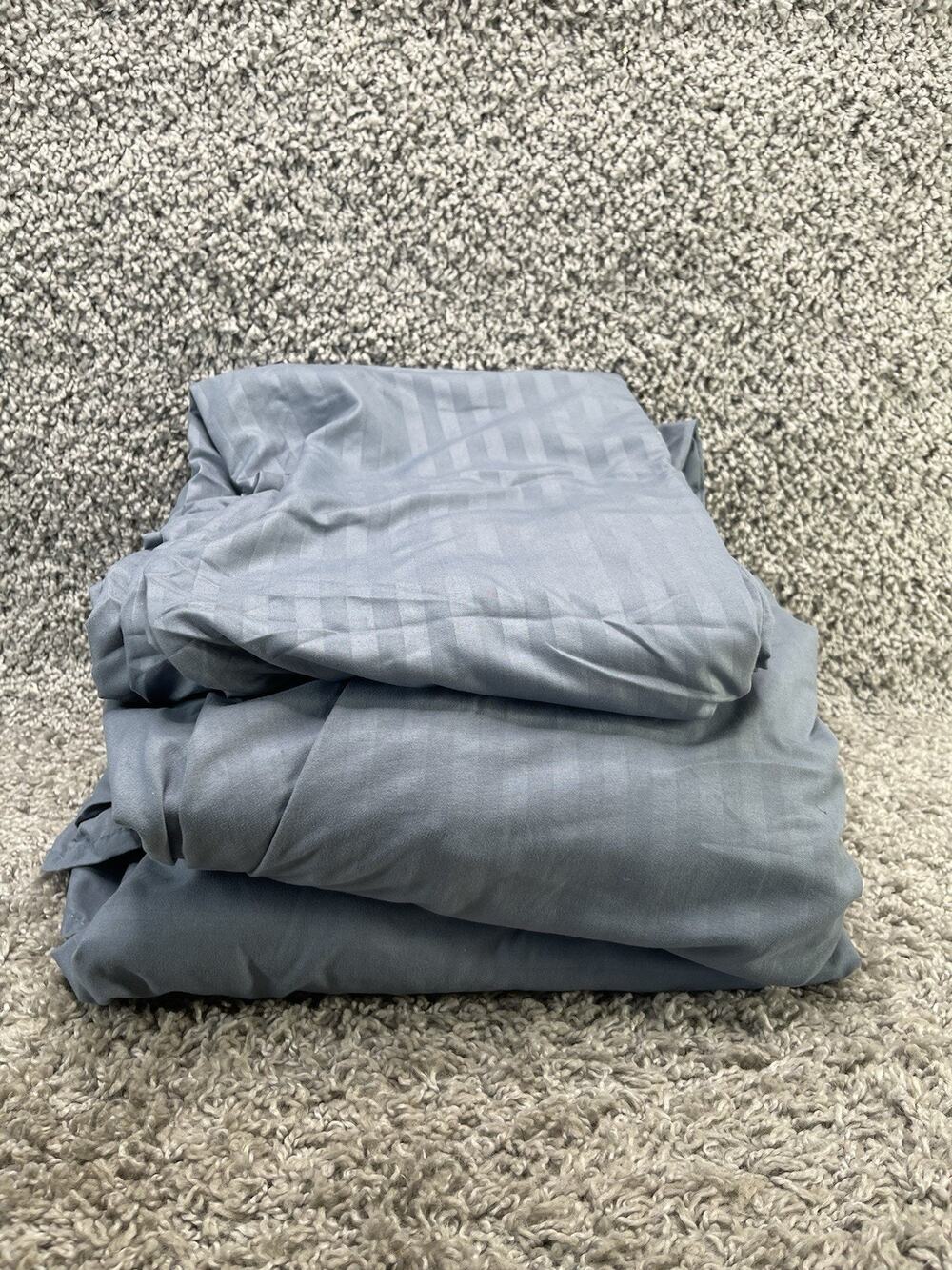 King Size Extra Soft 4 Piece Sheet Set Grey Striped Polyester Home Bedroom
